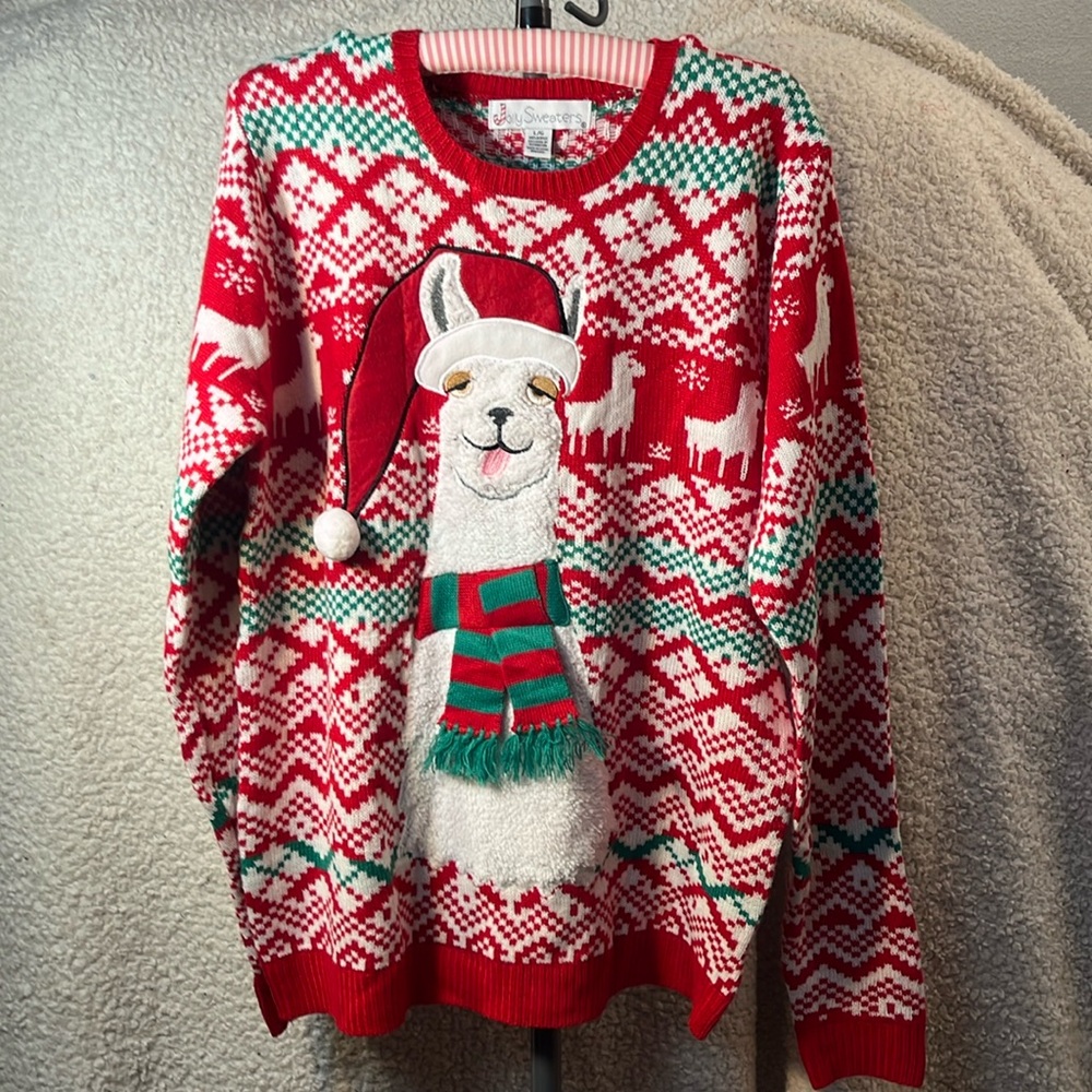 “Jolly Sweater “Christmas Llama  Women’s Sweater